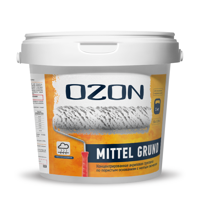 Грунтовка для газобетона и впитывающих оснований OZON Mittelgrund ВД-АК-017М-1   морозостойкая